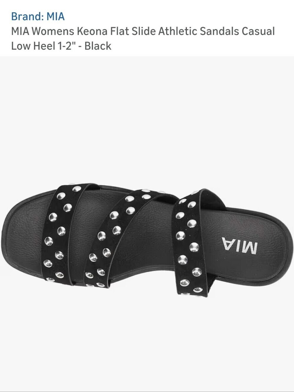 NWOT MIA Keona Black Triple-Strap Stud Slide Sandals Sz 9.5us